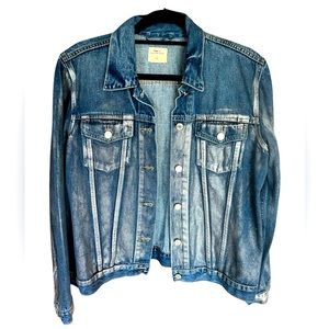 GAP 1969 GAP For Good 1969 Womens Denim Jean Jacket  Silver Paint Spray.  Size L